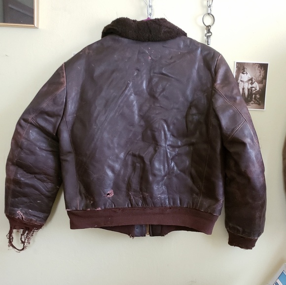 40s 50s Steerhide Leather Jacket Vintage Bomber - Picture 2 of 8